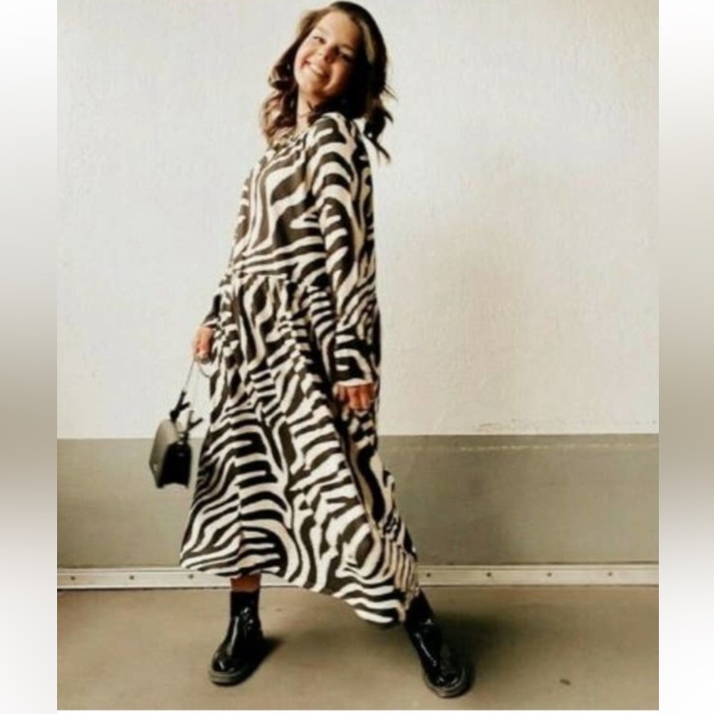 H&M Zebra Print Black and Tan Women's Dress